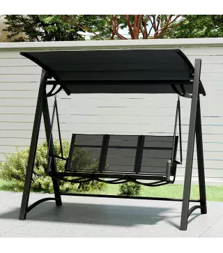 Columpio de Jardín de 3 Plazas con Techo Ajustable UPF50+ Asiento Transpirable Carga 360 kg 188x130x183 cm Gris