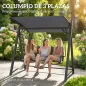 Columpio de Jardín de 3 Plazas con Techo Ajustable UPF50+ Asiento Transpirable Carga 360 kg 188x130x183 cm Gris