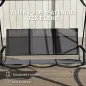 Columpio de Jardín de 3 Plazas con Techo Ajustable UPF50+ Asiento Transpirable Carga 360 kg 188x130x183 cm Gris
