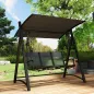 Columpio de Jardín de 3 Plazas con Techo Ajustable UPF50+ Asiento Transpirable Carga 360 kg 188x130x183 cm Gris