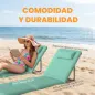 Conjunto de 2 Esterillas de Playa Plegable con Respaldo Ajustable Reposacabezas Acolchado 146x50x2 cm Verde