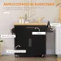 Carrito de Cocina con Armario con Puertas y Estante Interior Ajustable Cajón Barra y Especiero Móvil Aparador Auxiliar c