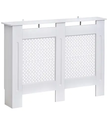 Cubre Radiadores, 111.5x19x82 cm, Cubierta para Radiador Moderna de MDF, con Estante Superior y Listones, para Salón, Do