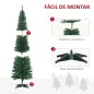 Árbol de Navidad Artificial Estrecho 150 cm con 294 Ramas y Base Desmontable Fácil de Montar Verde