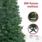 Árbol de Navidad Artificial Estrecho 150 cm con 294 Ramas y Base Desmontable Fácil de Montar Verde
