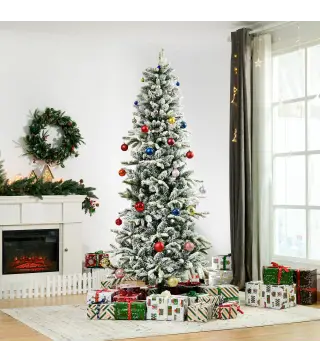 Árbol de Navidad Nevado 210 cm Árbol de Navidad Artificial con 784 Puntas de Rama Ignífugas y Soporte de Acero Decoració