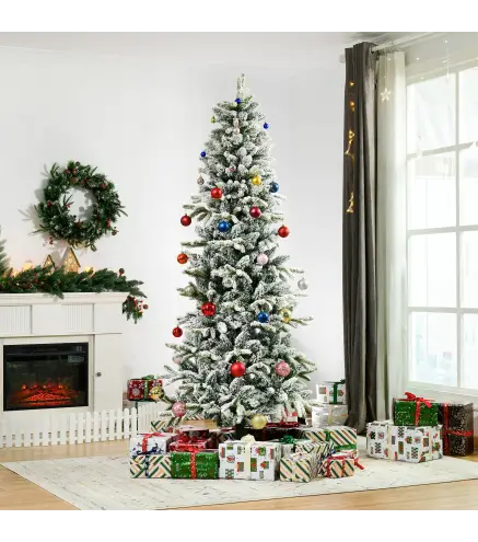 Árbol de Navidad Nevado 210 cm Árbol de Navidad Artificial con 784 Puntas de Rama Ignífugas y Soporte de Acero Decoració
