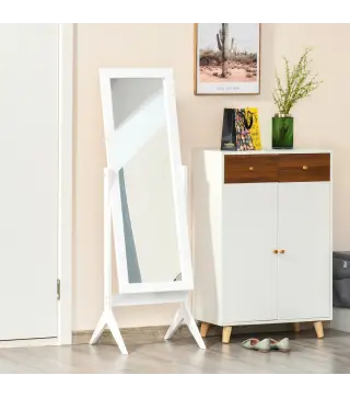 Espejo de Pie Cuerpo Entero Reclinable 47x46x148 cm, Espejo de Cuerpo Entero Independiente con Soporte y Marco rectangul