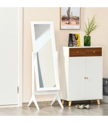 Espejo de Pie Cuerpo Entero Reclinable 47x46x148 cm, Espejo de Cuerpo Entero Independiente con Soporte y Marco rectangul