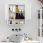 Armario de Baño con Espejo, Armario de Pared con 2 Puertas, Estante Abierto, Estante Ajustable, Mueble de Baño Colgar para Cocin