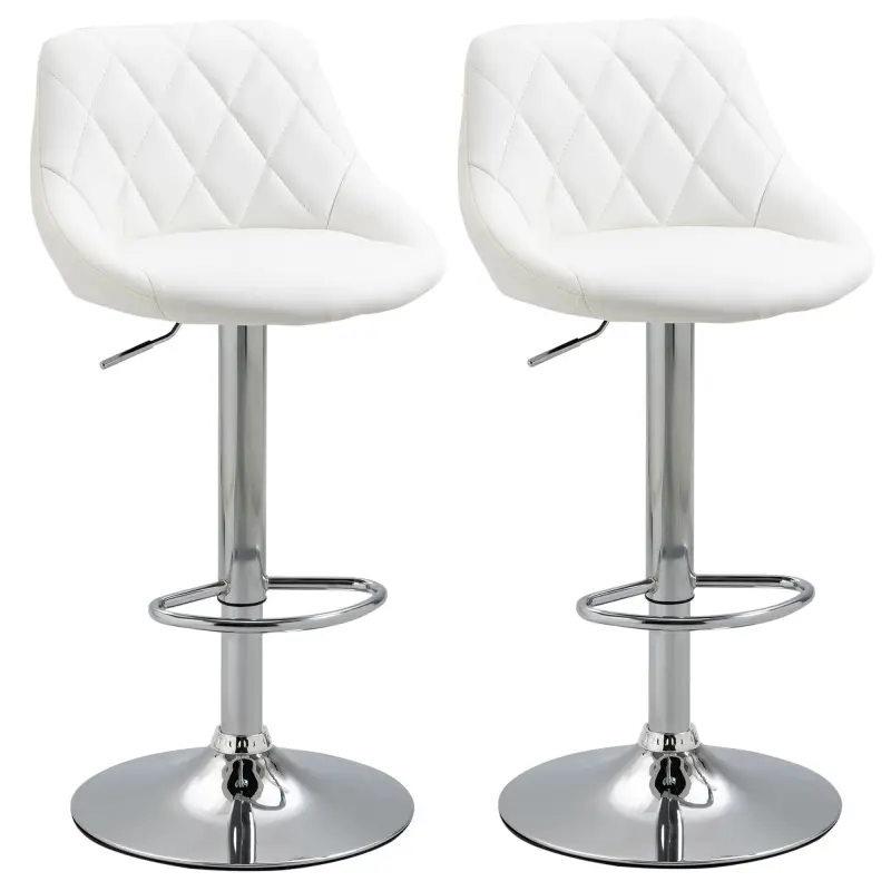 Conjunto de 2 Taburetes de Bar Giratorios con Altura Regulable Sillas Altas Modernas de Comedor con Base Redonda y Reposapiés 46