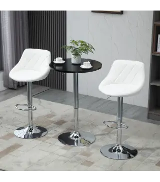 Conjunto de 2 Taburetes de Bar Giratorios con Altura Regulable Sillas Altas Modernas de Comedor con Base Redonda y Repos