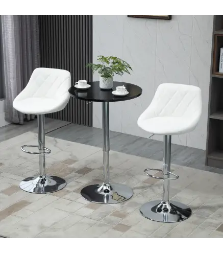Conjunto de 2 Taburetes de Bar Giratorios con Altura Regulable Sillas Altas Modernas de Comedor con Base Redonda y Reposapiés 46