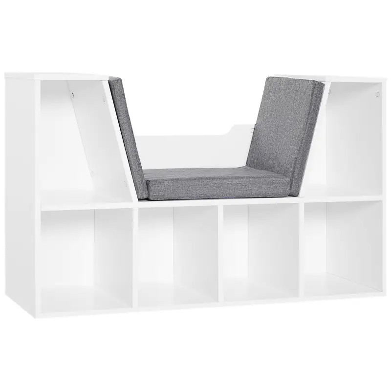 Estantería Librería con Asiento 6 Cubo Librería Original Infantil Zapatero con Cojín Estante con Banco Multiusos 102x30x61cm