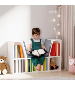 Estantería Librería con Asiento 6 Cubo Librería Original Infantil Zapatero con Cojín Estante con Banco Multiusos 102x30x61cm