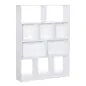 Estantería Librería de 4 Niveles con 10 Compartimentos Estantes de Almacenaje Multiusos 100x23,8x140 cm Blanco