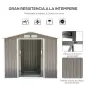 Caseta de Jardín 213x130x185 cm Cobertizo Metálico de Exterior para Almacenamiento de Herramientas Gris
