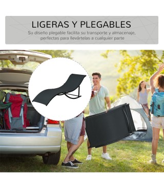 Set de 2 Tumbonas Plegables