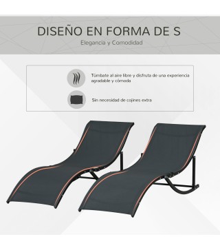 Set de 2 Tumbonas Plegables