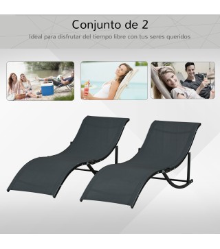 Set de 2 Tumbonas Plegables