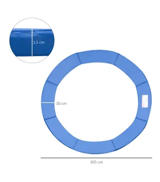 Cubierta de Protección Acolchada Borde de Seguridad para Trampolines Cama Elástica con Diámetro Ø305 cm Azul