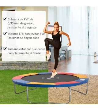 Cubierta de Protección Acolchada Borde de Seguridad para Trampolines Cama Elástica con Diámetro Ø305 cm Multicolor
