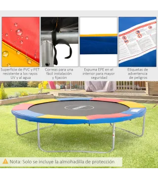 Cubierta de Protección Acolchada Borde de Seguridad para Trampolines Cama Elástica con Diámetro Ø305 cm Multicolor