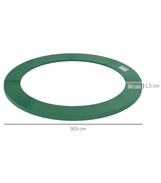 Cubierta de Protección Acolchada Borde de Seguridad para Trampolines Cama Elástica con Diámetro Ø305 cm Verde