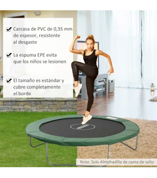 Cubierta de Protección Acolchada Borde de Seguridad para Trampolines Cama Elástica con Diámetro Ø305 cm Verde