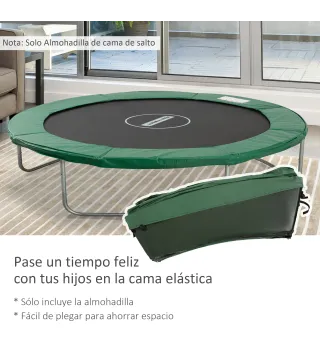 Cubierta de Protección Acolchada Borde de Seguridad para Trampolines Cama Elástica con Diámetro Ø305 cm Verde