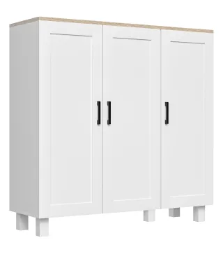 Aparador de Salón Mueble Buffet con 3 Puertas y Estantes Ajustables para Cocina Comedor Estilo Nórdico 90x30x90 cm Blanco