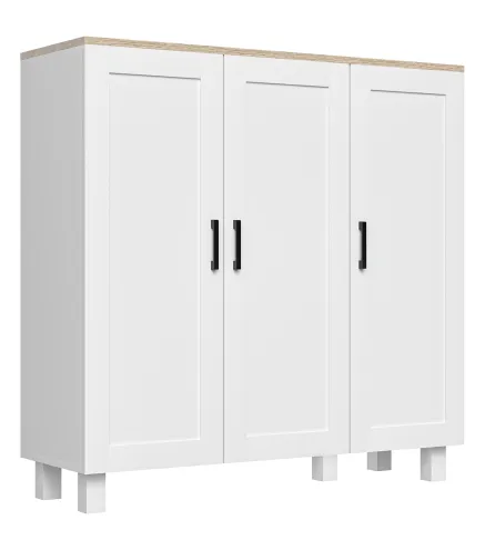 Aparador de Salón Mueble Buffet con 3 Puertas y Estantes Ajustables para Cocina Comedor Estilo Nórdico 90x30x90 cm Blanco