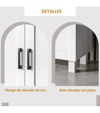 Aparador de Salón Mueble Buffet con 3 Puertas y Estantes Ajustables para Cocina Comedor Estilo Nórdico 90x30x90 cm Blanco