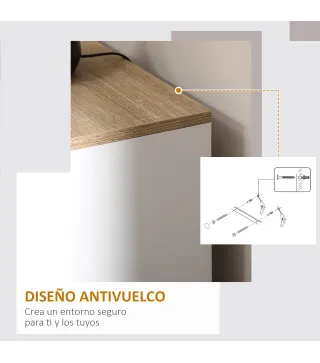 Aparador de Salón Mueble Buffet con 3 Puertas y Estantes Ajustables para Cocina Comedor Estilo Nórdico 90x30x90 cm Blanco