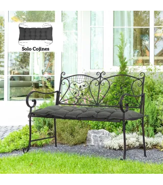 Cojín para Banco de Jardín Acolchado con Cuerdas de Sujeción y Relleno Grueso para Exterior e Interior 100x40x10 cm Gris