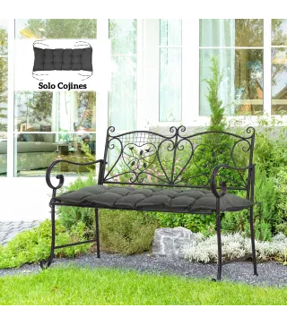 Cojín para Banco de Jardín Acolchado con Cuerdas de Sujeción y Relleno Grueso para Exterior e Interior 100x40x10 cm Gris