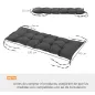 Cojín para Banco de Jardín Acolchado con Cuerdas de Sujeción y Relleno Grueso para Exterior e Interior 100x40x10 cm Gris