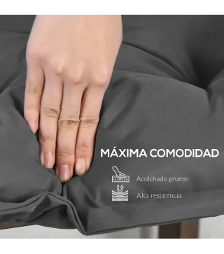 Cojín para Banco de Jardín Acolchado con Cuerdas de Sujeción y Relleno Grueso para Exterior e Interior 100x40x10 cm Gris