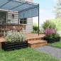 Juego de 2 Jardineras Exterior Grandes de Acero Galvanizado Huertos Urbanos para Terraza Jardín 100x50x30 cm Negro