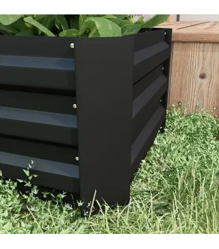 Juego de 2 Jardineras Exterior Grandes de Acero Galvanizado Huertos Urbanos para Terraza Jardín 100x50x30 cm Negro