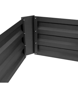 Juego de 2 Jardineras Exterior Grandes de Acero Galvanizado Huertos Urbanos para Terraza Jardín 100x50x30 cm Negro