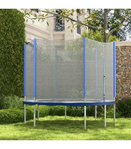 Red de Trampolín Redondo Ø244 cm para Exterior con Anti-UV y Puerta con Cremallera para 6 Postes Rectos Azul