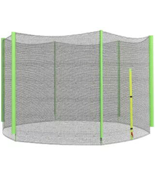 Red de Seguridad para Cama Elástica Ø244 para Exterior con Anti-UV y Puerta con Cremallera para 6 Postes Rectos Verde