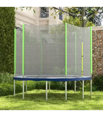 Red de Seguridad para Cama Elástica Ø244 para Exterior con Anti-UV y Puerta con Cremallera para 6 Postes Rectos Verde