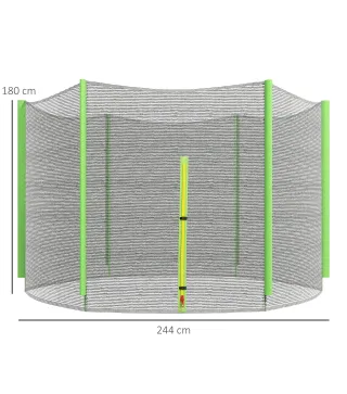 Red de Seguridad para Cama Elástica Ø244 para Exterior con Anti-UV y Puerta con Cremallera para 6 Postes Rectos Verde