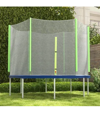 Red de Seguridad para Cama Elástica Ø244 para Exterior con Anti-UV y Puerta con Cremallera para 6 Postes Rectos Verde
