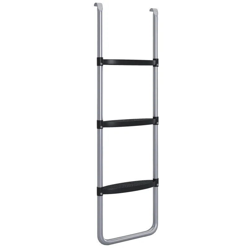 Escalera para Cama Elástica de 3 o 2 Escalones con Escalones Anchos y 2 Ganchos Carga 120 kg 110x32 cm Plata Escalera para Cama Elástica de 3 o 2 Escalones con Escalones Anchos y 2 Ganchos Carga 120 kg 110x32 cm Plata