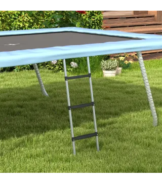 Escalera para Cama Elástica de 3 o 2 Escalones con Escalones Anchos y 2 Ganchos Carga 120 kg 110x32 cm Plata