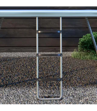 Escalera para Cama Elástica de 3 o 2 Escalones con Escalones Anchos y 2 Ganchos Carga 120 kg 110x32 cm Plata