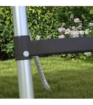 Escalera para Cama Elástica de 3 o 2 Escalones con Escalones Anchos y 2 Ganchos Carga 120 kg 110x32 cm Plata